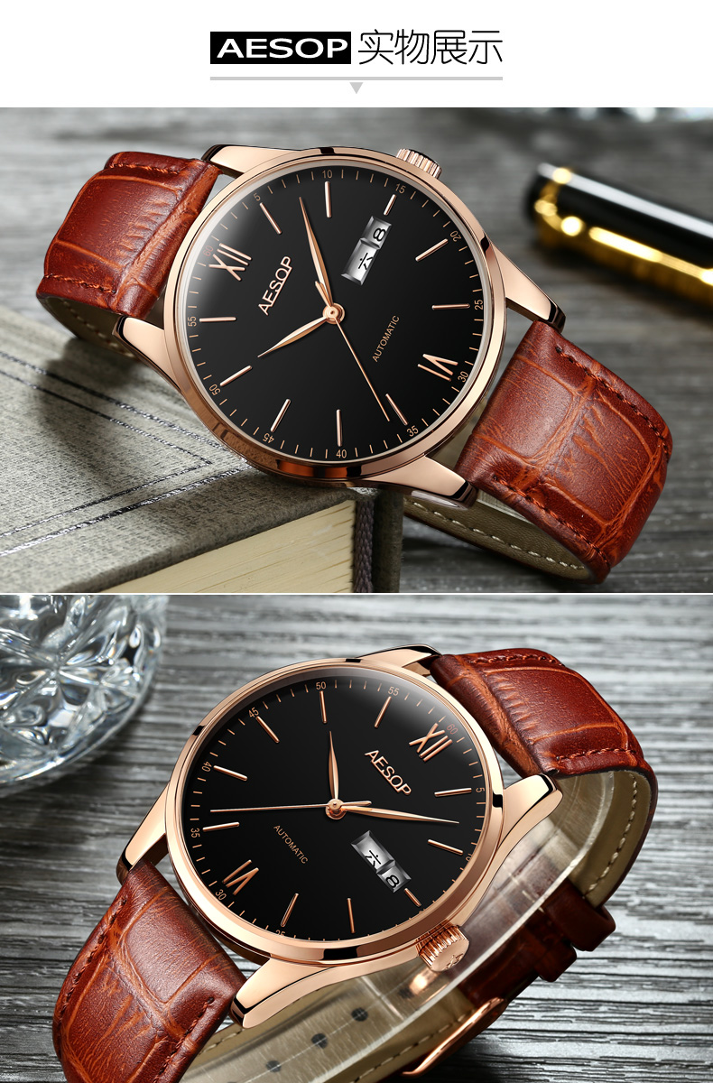 aesop伊索表带多功能男士腕表大气商务机械男表深度防水男表1001g