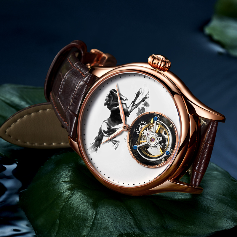 aesop伊索真陀飞轮手表双面宝石玻璃精钢表壳防水十二生肖马 - 伊索