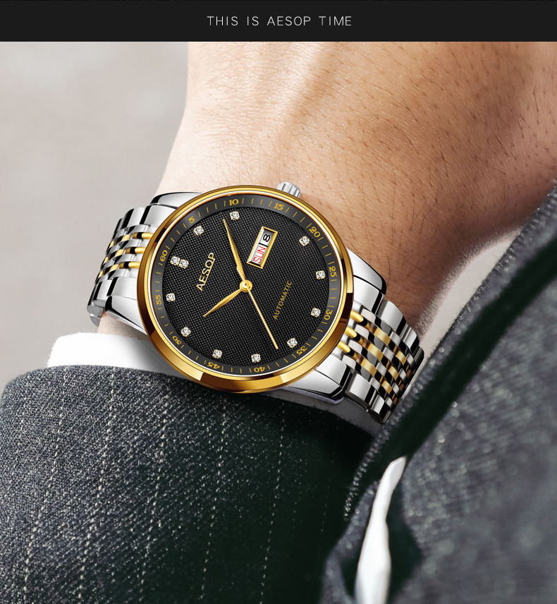 aesop正品伊索厂家直销全自动防水防刮商务送礼机械表9056